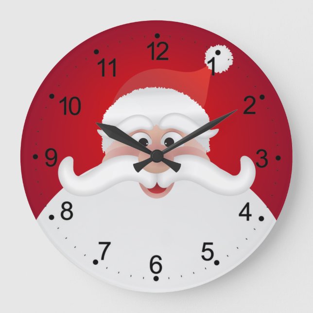 Jolly Santa Christmas Round (Large) Wall Clock (Front)