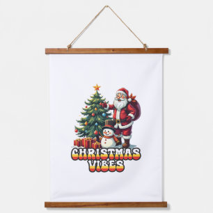 Jolly Santa Christmas Vibes Hanging Tapestry