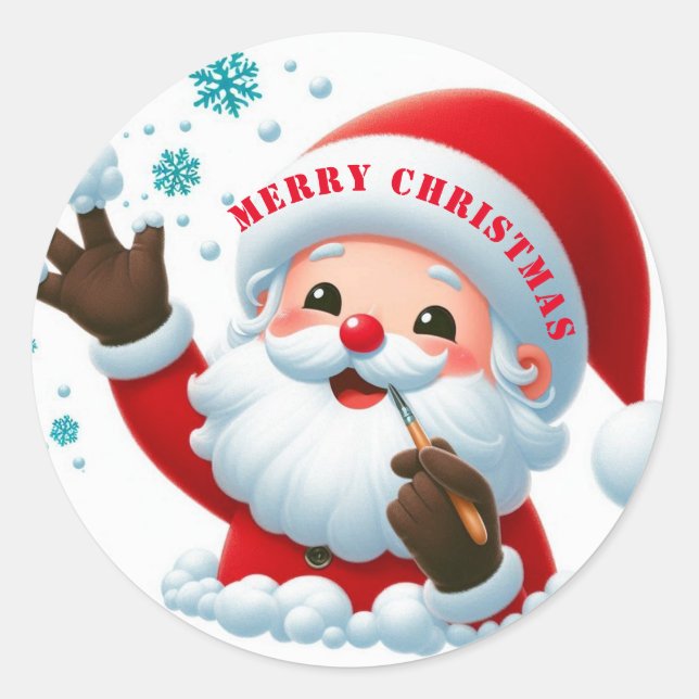 Jolly Santa Classic Round Stickers (Front)