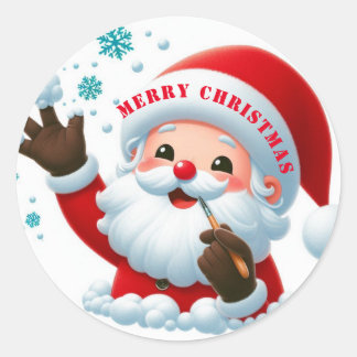 Jolly Santa Classic Round Stickers