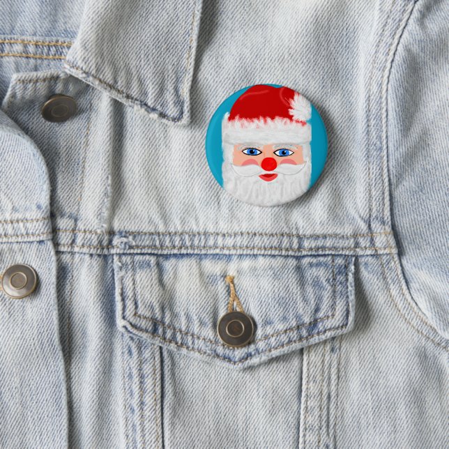 Jolly Santa Claus 6 Cm Round Badge (In Situ)