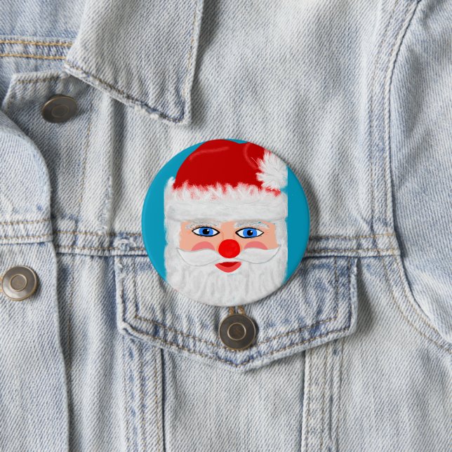 Jolly Santa Claus 7.5 Cm Round Badge (In Situ)