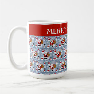 Jolly Santa Claus and Snowmen Christmas Pattern Coffee Mug