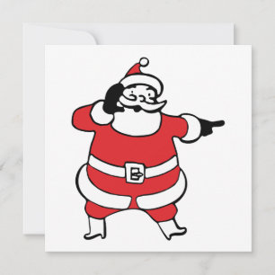 Jolly Santa Claus Calling Reindeer on Christmas Holiday Card