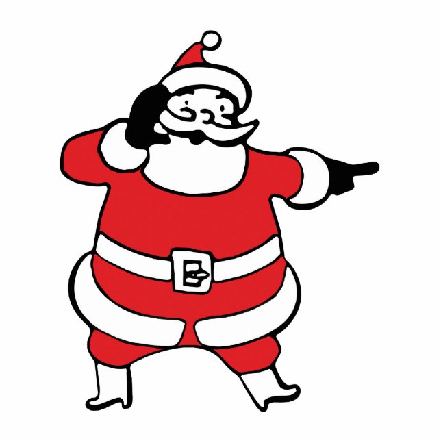 Jolly Santa Claus Calling Reindeer on Christmas Photo Sculpture Decoration (Front)