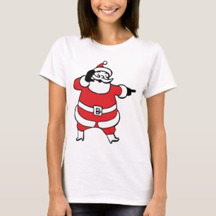 Jolly Santa Claus Calling Reindeer on Christmas T-Shirt