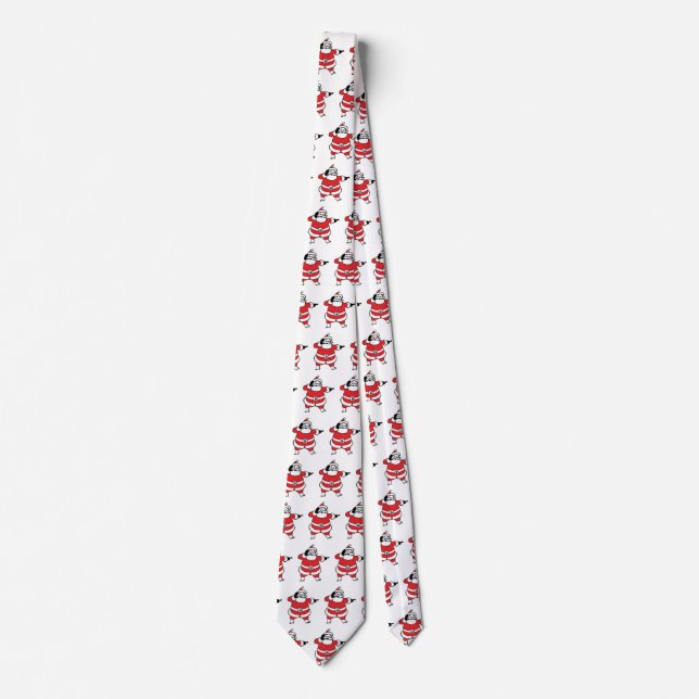 Jolly Santa Claus Calling Reindeer on Christmas Tie (Front)