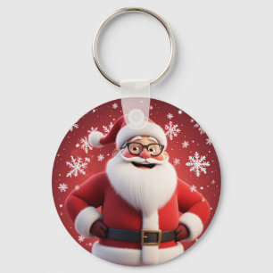 Jolly Santa Claus Christmas Holiday Gift Key Ring