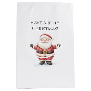 Jolly Santa Claus Christmas Medium Gift Bag