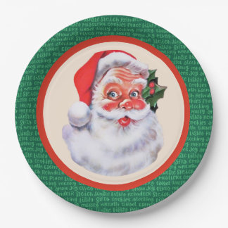Jolly Santa Claus Christmas Party Paper Plate