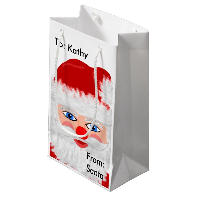 Jolly Santa Claus Christmas Small Gift Bag (Front Angled)