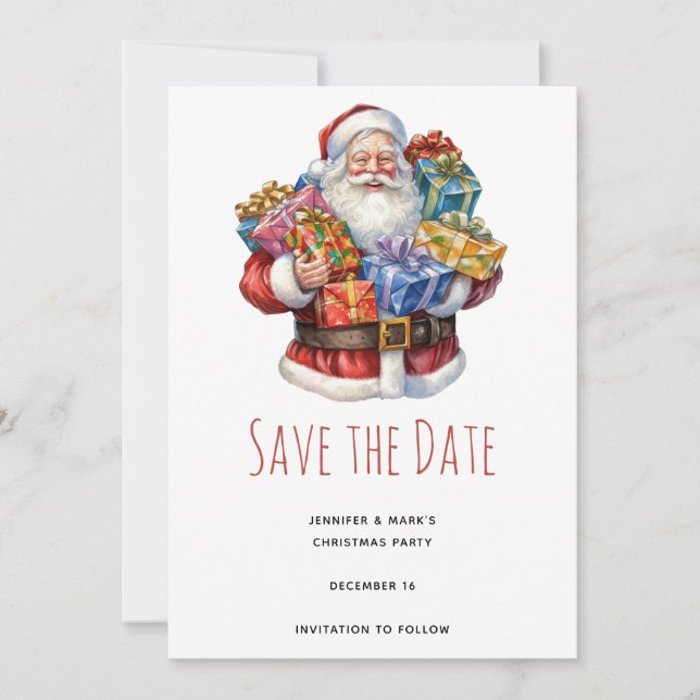 Jolly Santa Claus Class Christmas Save The Date (Front)