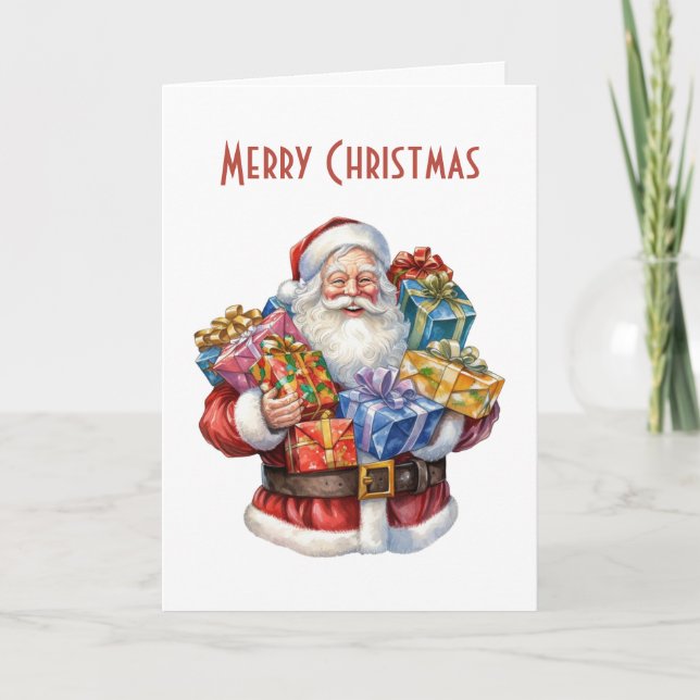 Jolly Santa Claus Classic Christmas Card (Front)