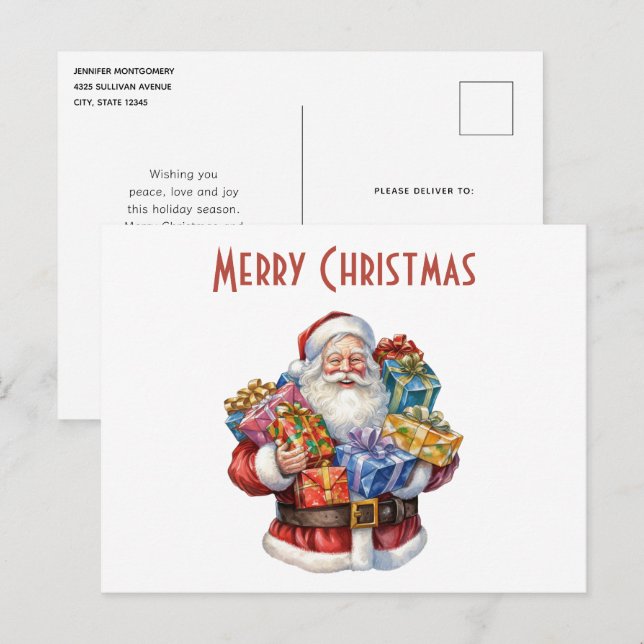 Jolly Santa Claus Classic Christmas Holiday Postcard (Front/Back)