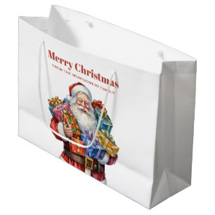 Jolly Santa Claus Classic Christmas Large Gift Bag