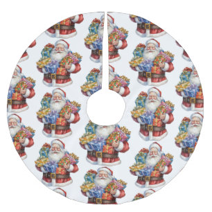 Jolly Santa Claus Classic Christmas Pattern Brushed Polyester Tree Skirt