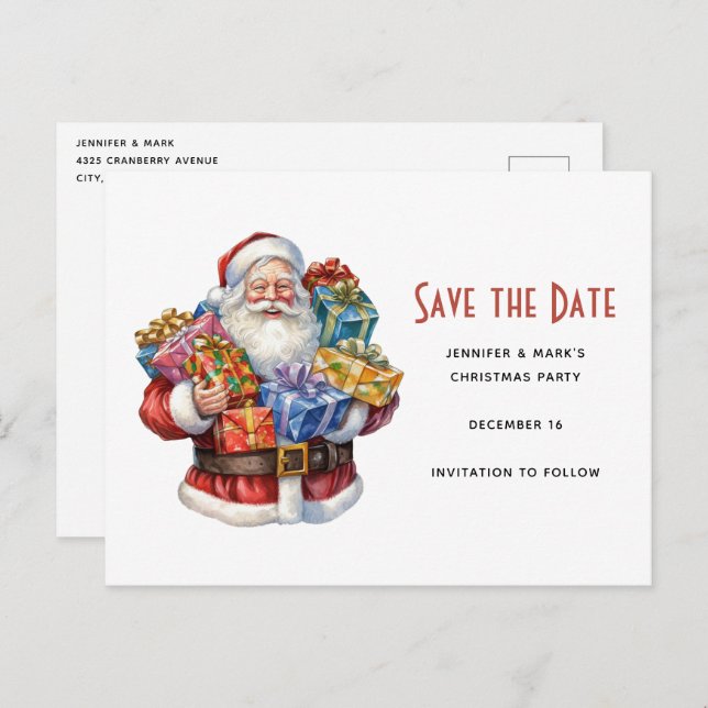 Jolly Santa Claus Classic Christmas Save the Date Invitation Postcard (Front/Back)