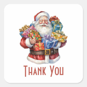 Jolly Santa Claus Classic Christmas Thank You Square Sticker