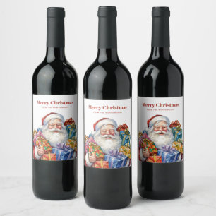Jolly Santa Claus Classic Christmas Wine Label