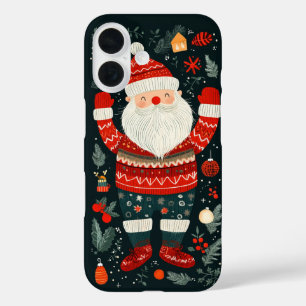 Jolly Santa Claus Festive Winter Elements iPhone 16 Case