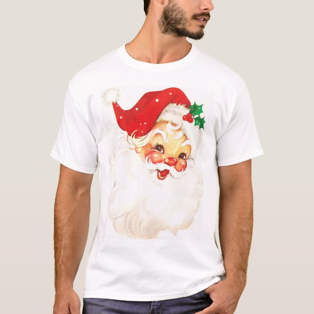 Jolly Santa Claus Hat Christmas Vintage T-Shirt (Front)