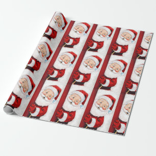 Jolly Santa Claus Illustration Wrapping Paper