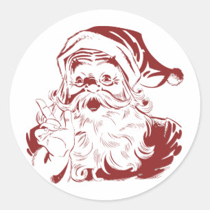 Jolly Santa Claus in Red Fun Retro Merry Christmas Classic Round Sticker