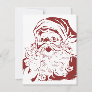 Jolly Santa Claus in Red Fun Retro Merry Christmas Holiday Card
