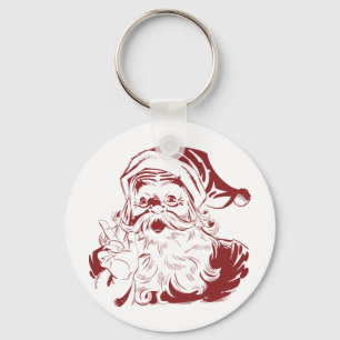 Jolly Santa Claus in Red Fun Retro Merry Christmas Key Ring