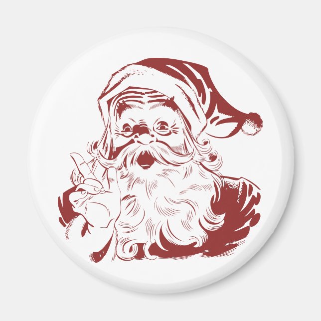 Jolly Santa Claus in Red Fun Retro Merry Christmas Magnet (Front)