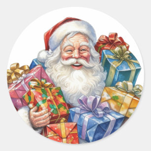 Jolly Santa Claus In Traditional Red Suit Classic Round Sticker