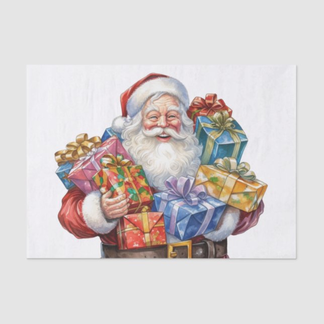 Jolly Santa Claus In Traditional Red Suit Tissue Paper (Front)