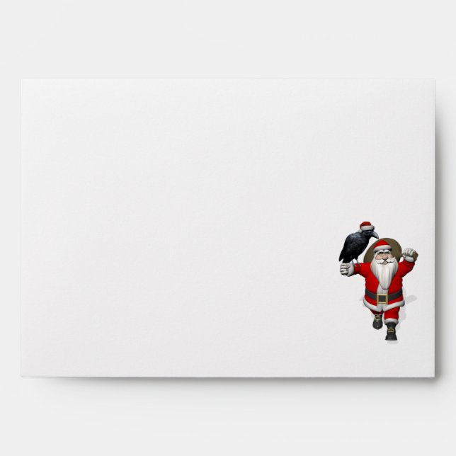 Jolly Santa Claus Loves Black Ravens Envelopes (Front)