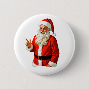 Jolly Santa Claus Making Peace Sign – Vintage Chri 6 Cm Round Badge