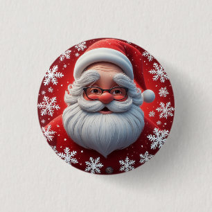 Jolly Santa Claus Surrounded by Snowflakes 3 Cm Round Badge