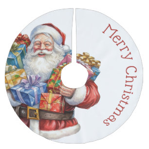 Jolly Santa Claus Traditional Christmas Brushed Polyester Tree Skirt