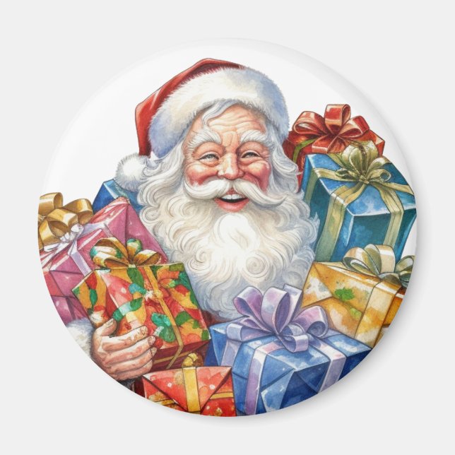 Jolly Santa Claus Traditional Christmas Magnet (Front)