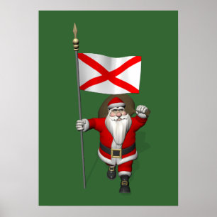 Jolly Santa Claus Visiting Alabama Poster