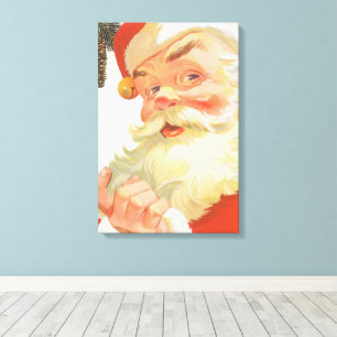 Jolly Santa Claus with a Secret, Vintage Christmas Canvas Print