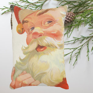Jolly Santa Claus with a Secret, Vintage Christmas Decorative Cushion