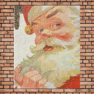 Jolly Santa Claus with a Secret, Vintage Christmas Jigsaw Puzzle