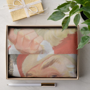 Jolly Santa Claus with a Secret, Vintage Christmas Tissue Paper