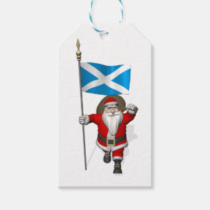 Jolly Santa Claus With Flag Of Scotland Gift Tags