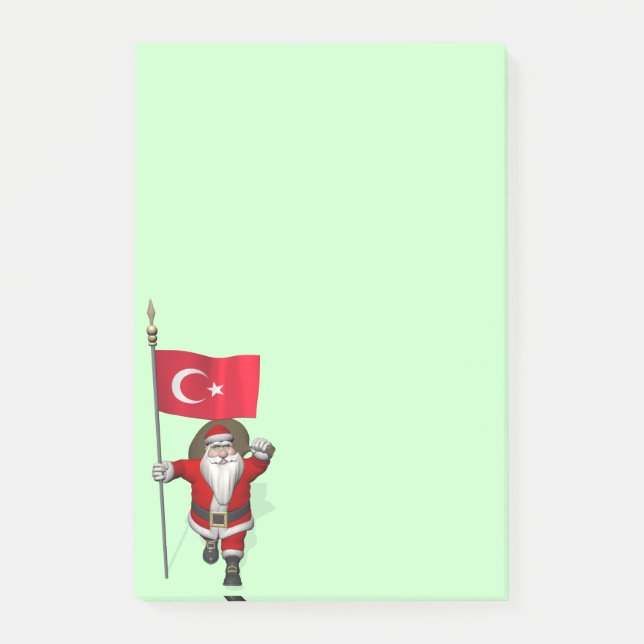 Jolly Santa Claus With Flag Of Turkey Post-it Notes (Front)