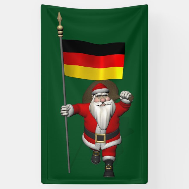 Jolly Santa Claus With German Bundesflagge Banner (Vertical)