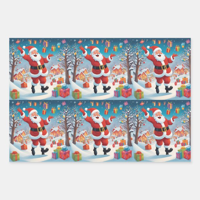 Jolly Santa Claus Wrapping Paper in Matte (Front)