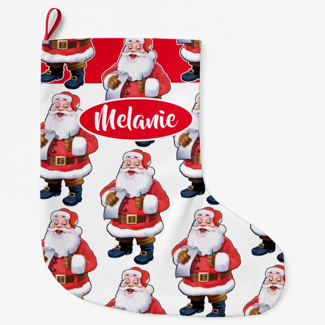 Jolly Santa custom girls Christmas stocking (Front)