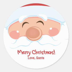 Jolly Santa Face Holiday Gift Classic Round Sticker