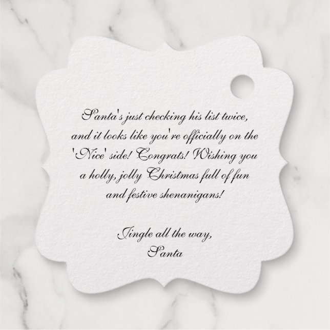Jolly Santa Favour Tags (Back)