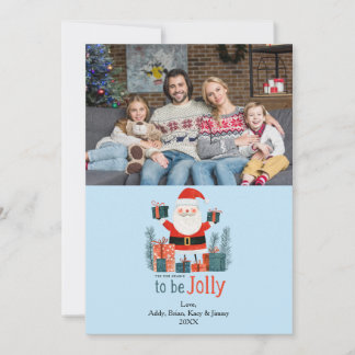 Jolly Santa Fun Cute Family Photo Holiday Card